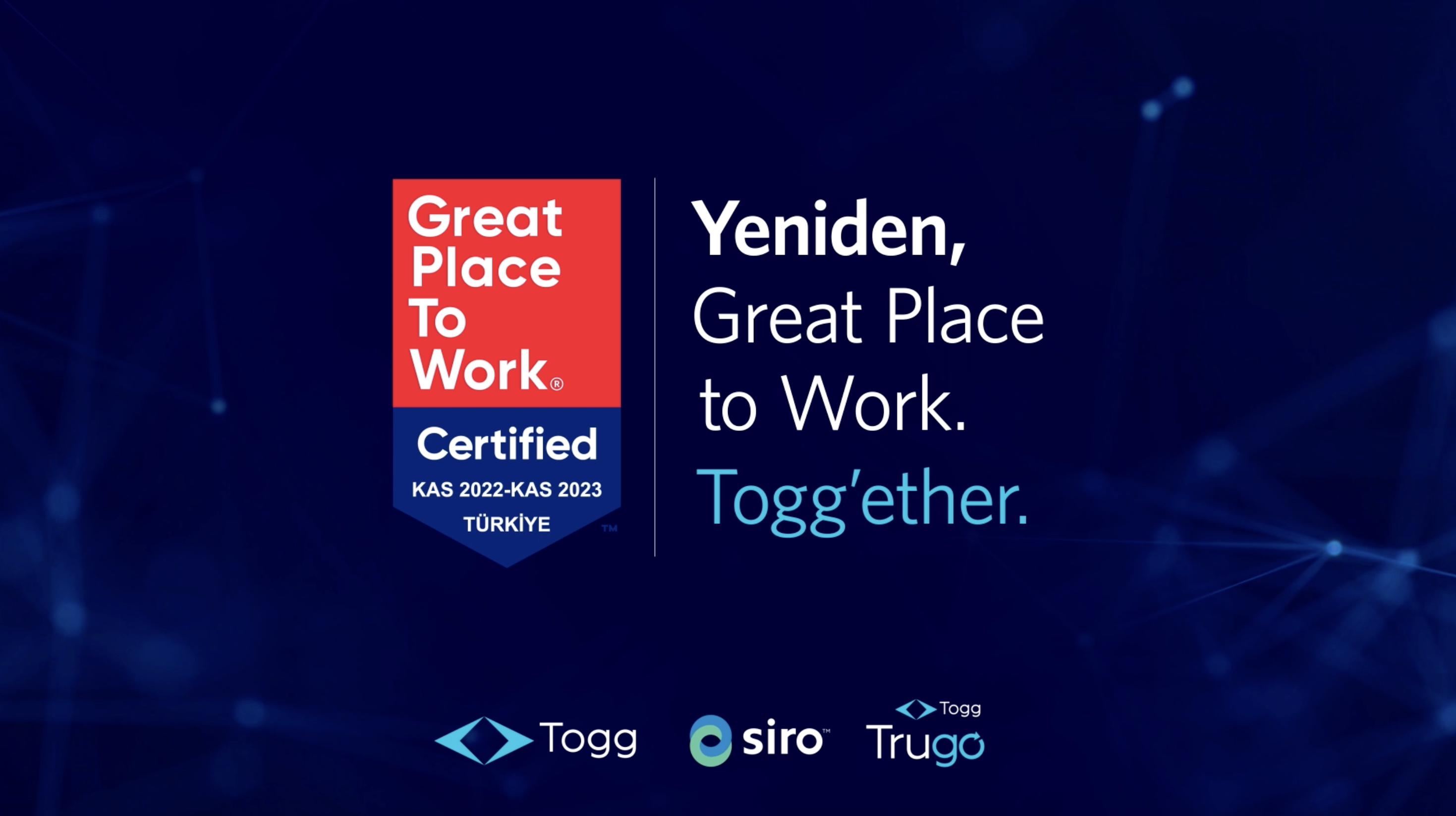 Togg yeniden ‘Great Place to Work’ sertifikası kazandı