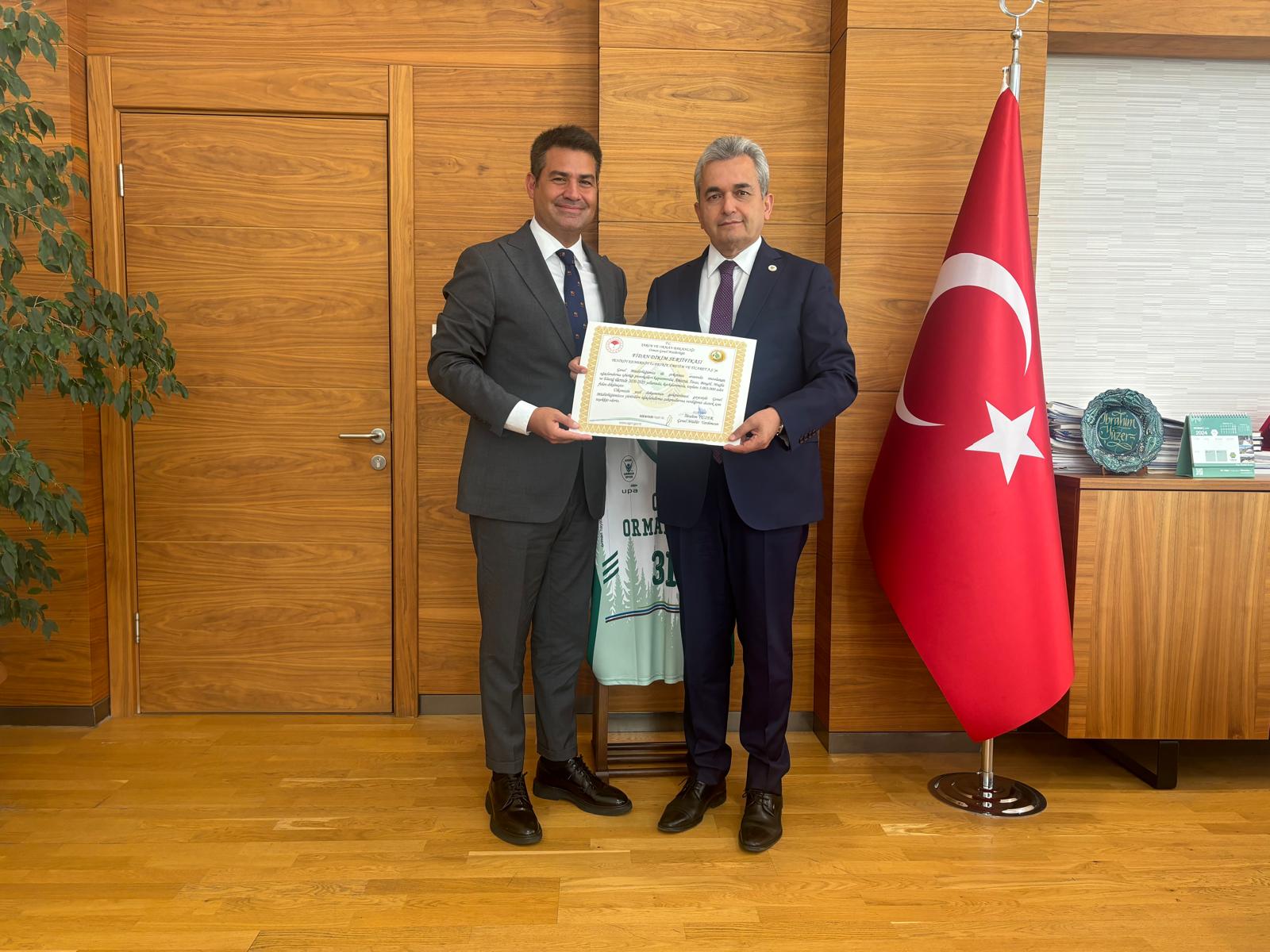 Orman Genel Müdürlüğü’nden Yeniköy Kemerköy Enerji’ye takdir belgesi